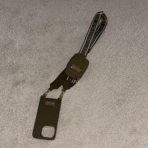 Sleek Olive Phone Case with Crossbody Strap